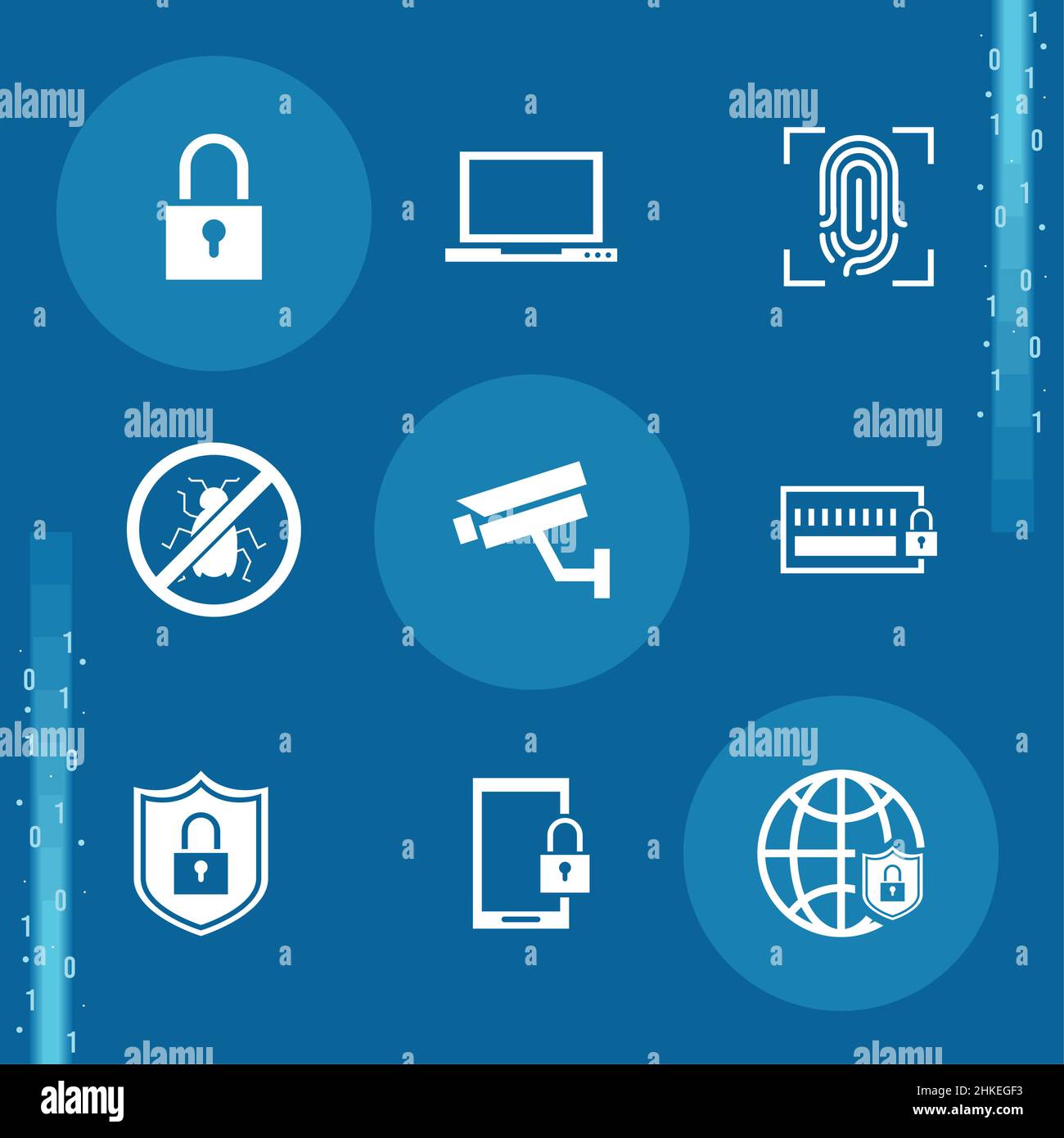nine cyber security icons Stock Vector