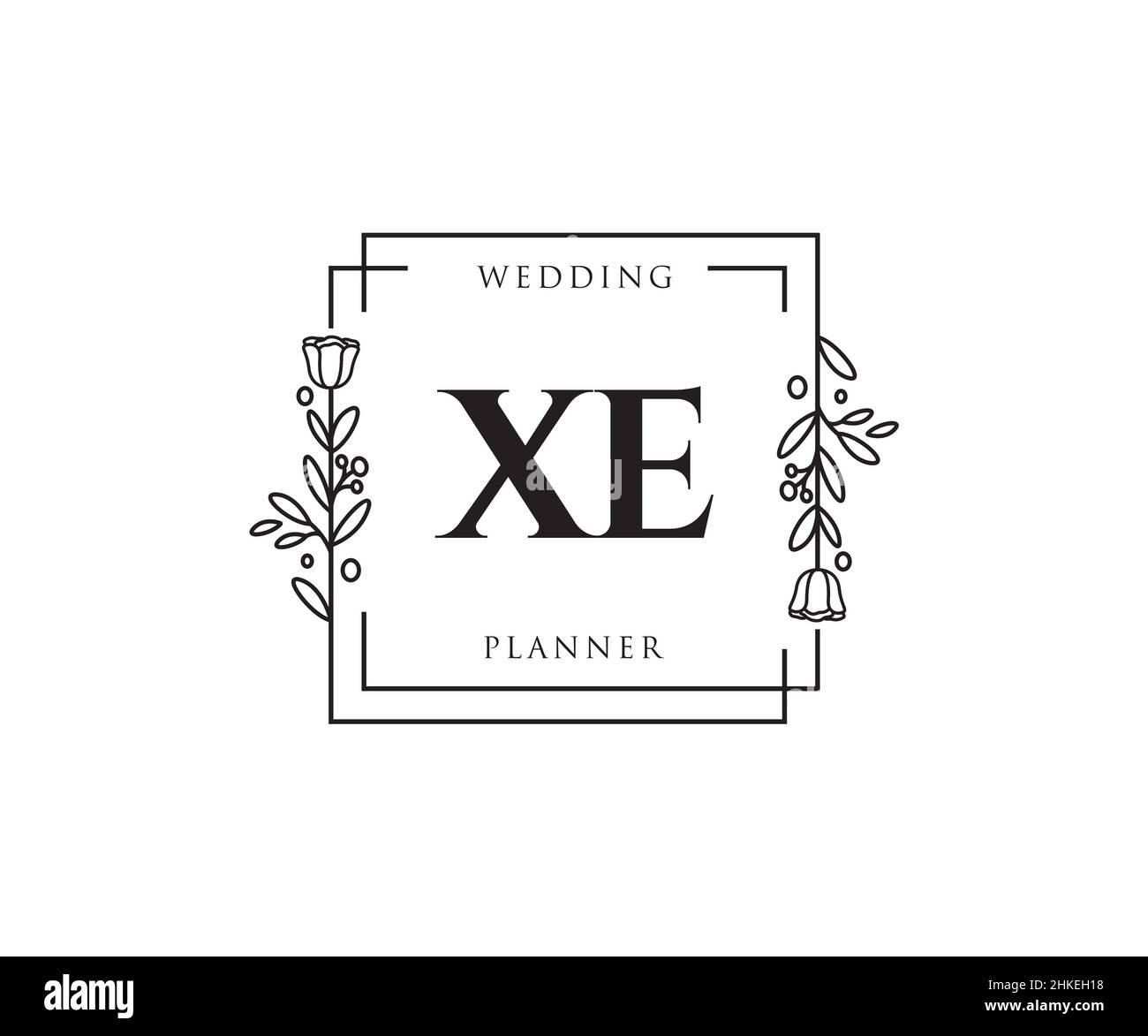 XE feminine logo. Usable for Nature, Salon, Spa, Cosmetic and Beauty Logos. Flat Vector Logo Design Template Element. Stock Vector