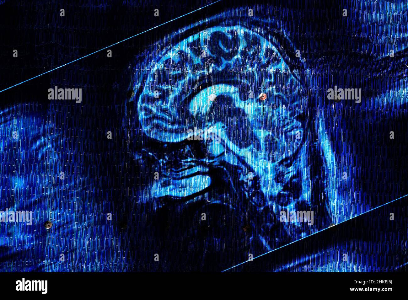 Part of a MRI scan of a human head as a medical background. Stock Photo