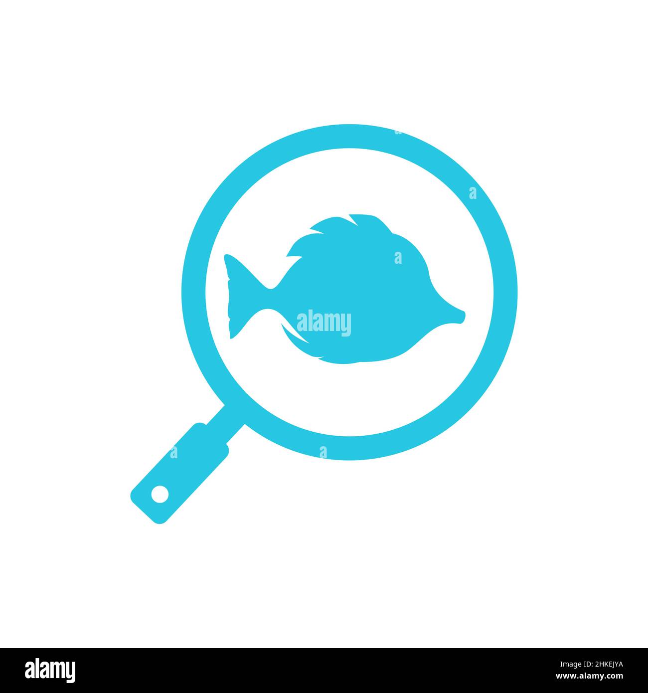 magnifying glass with little fish logo design, vector graphic symbol icon illustration creative idea Stock Vector