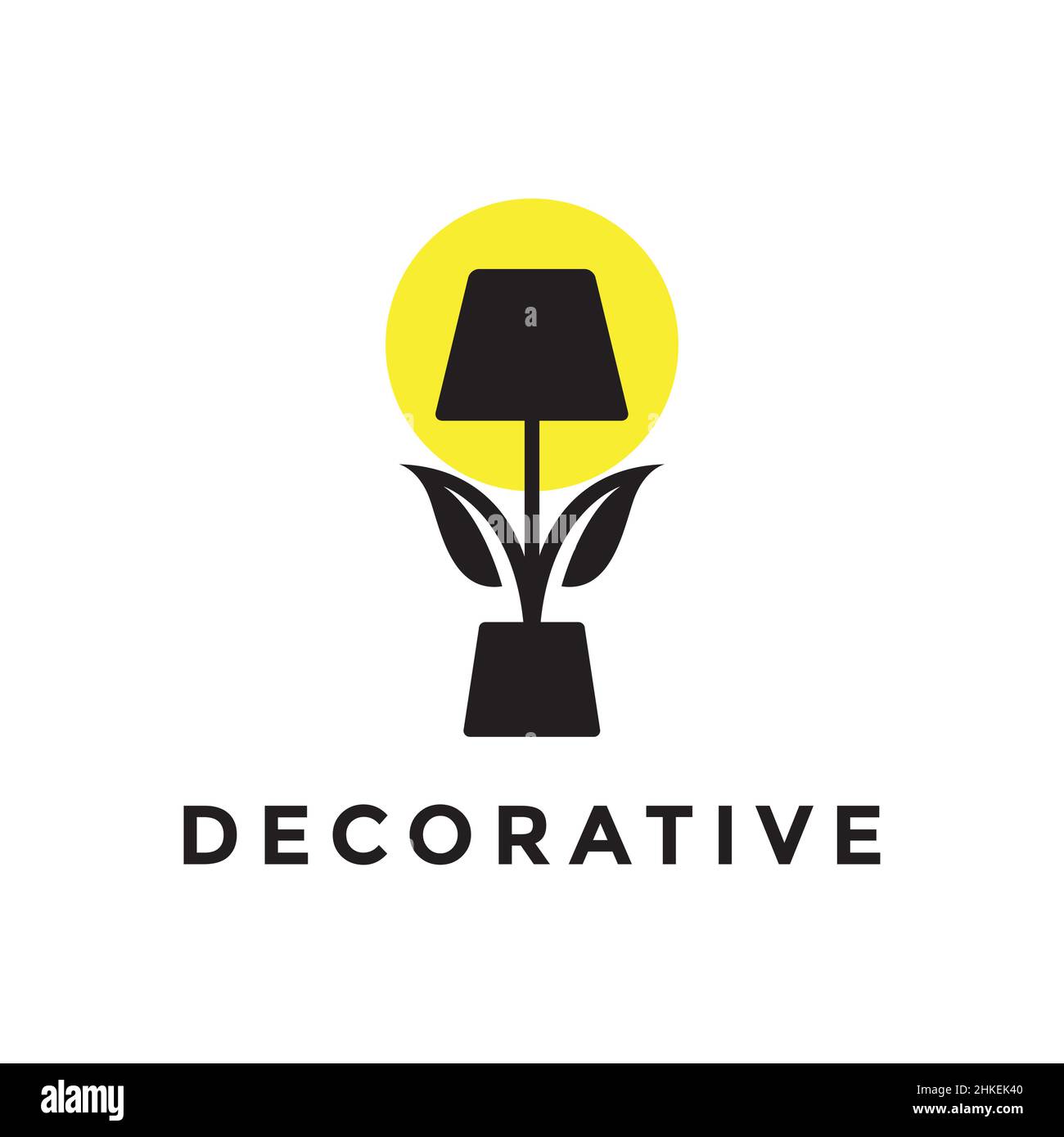 stand lamp interior decorative with plant logo design, vector graphic symbol icon illustration