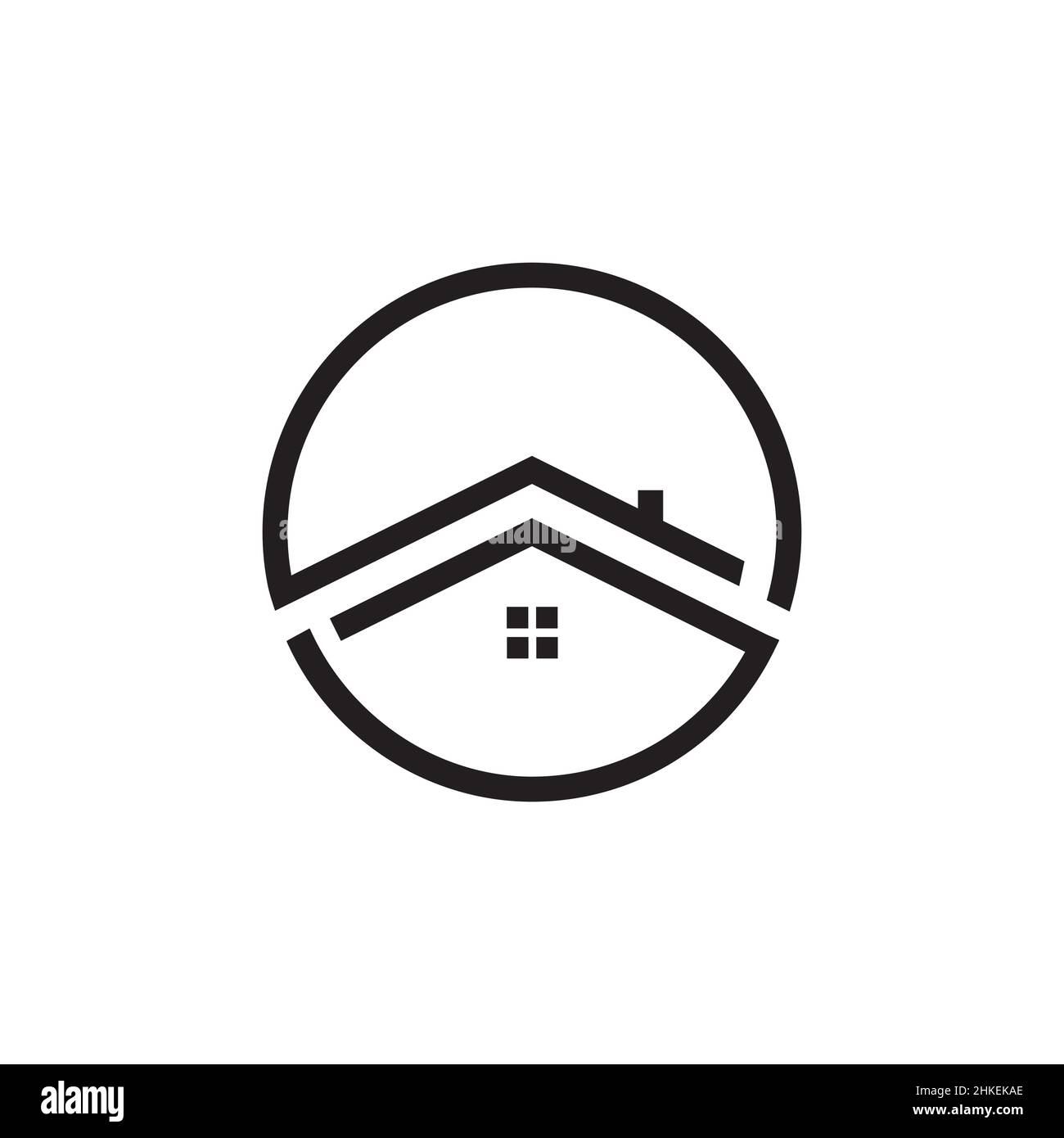 circle line with roof home logo design, vector graphic symbol icon illustration creative idea Stock Vector