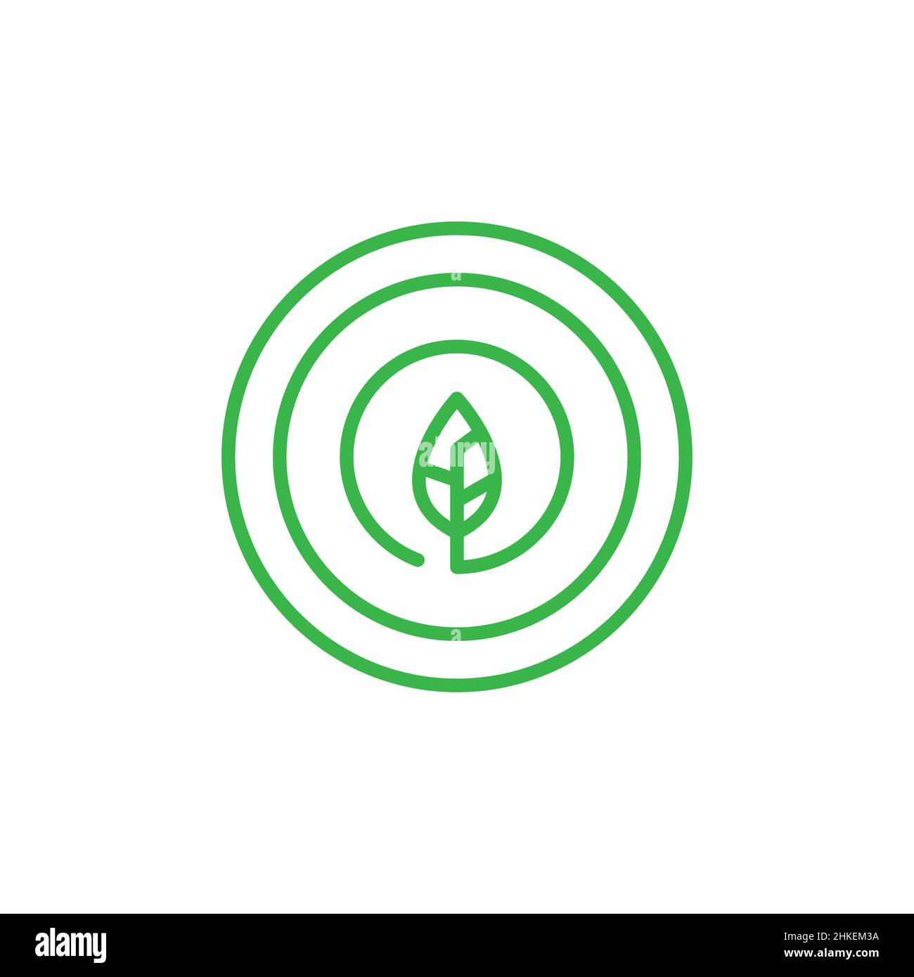 geometric continuous line with leaf logo design, vector graphic symbol ...