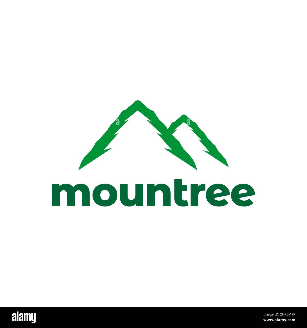 negative space trees with mountain logo design, vector graphic symbol ...
