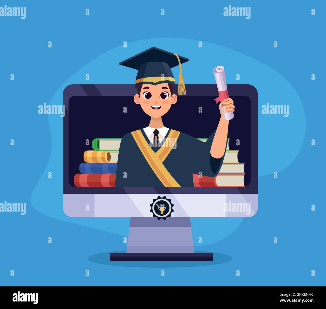 male graduate in desktop Stock Vector Image & Art - Alamy