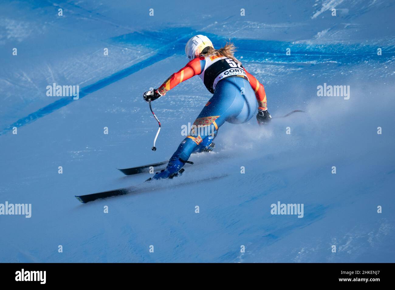 Cortina d'Ampezzo, Italy. 23 January 2022. CAILL Ania Monica (ROU) competing in the Fis Alpine Ski World Cup Women's Super-G on the Olympia delle Tofa Stock Photo