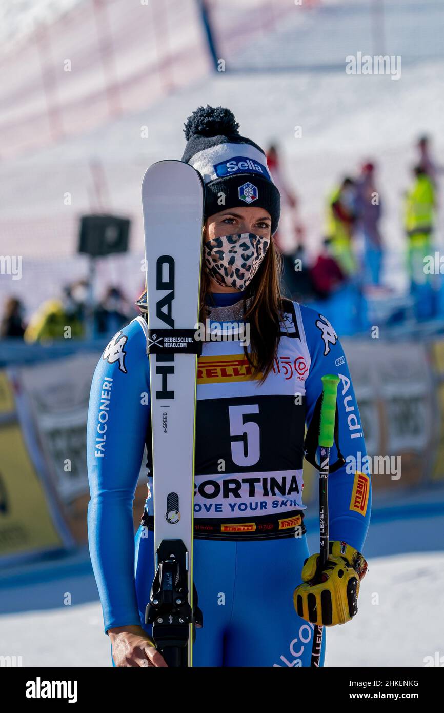 Cortina d'Ampezzo, Italy. 23 January 2022. Elena CURTONI (ITA) Winner in the Fis Alpine Ski World Cup Women's Super-G on the Olympia delle Tofane. Stock Photo
