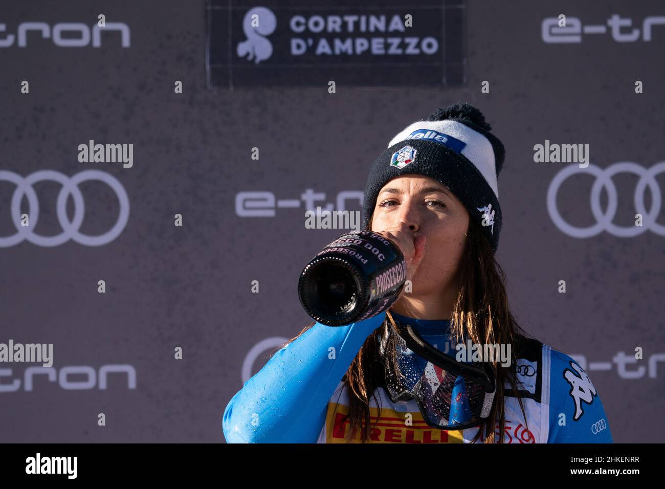 Cortina d'Ampezzo, Italy. 23 January 2022. Elena CURTONI (ITA) Winner in the Fis Alpine Ski World Cup Women's Super-G on the Olympia delle Tofane. Stock Photo