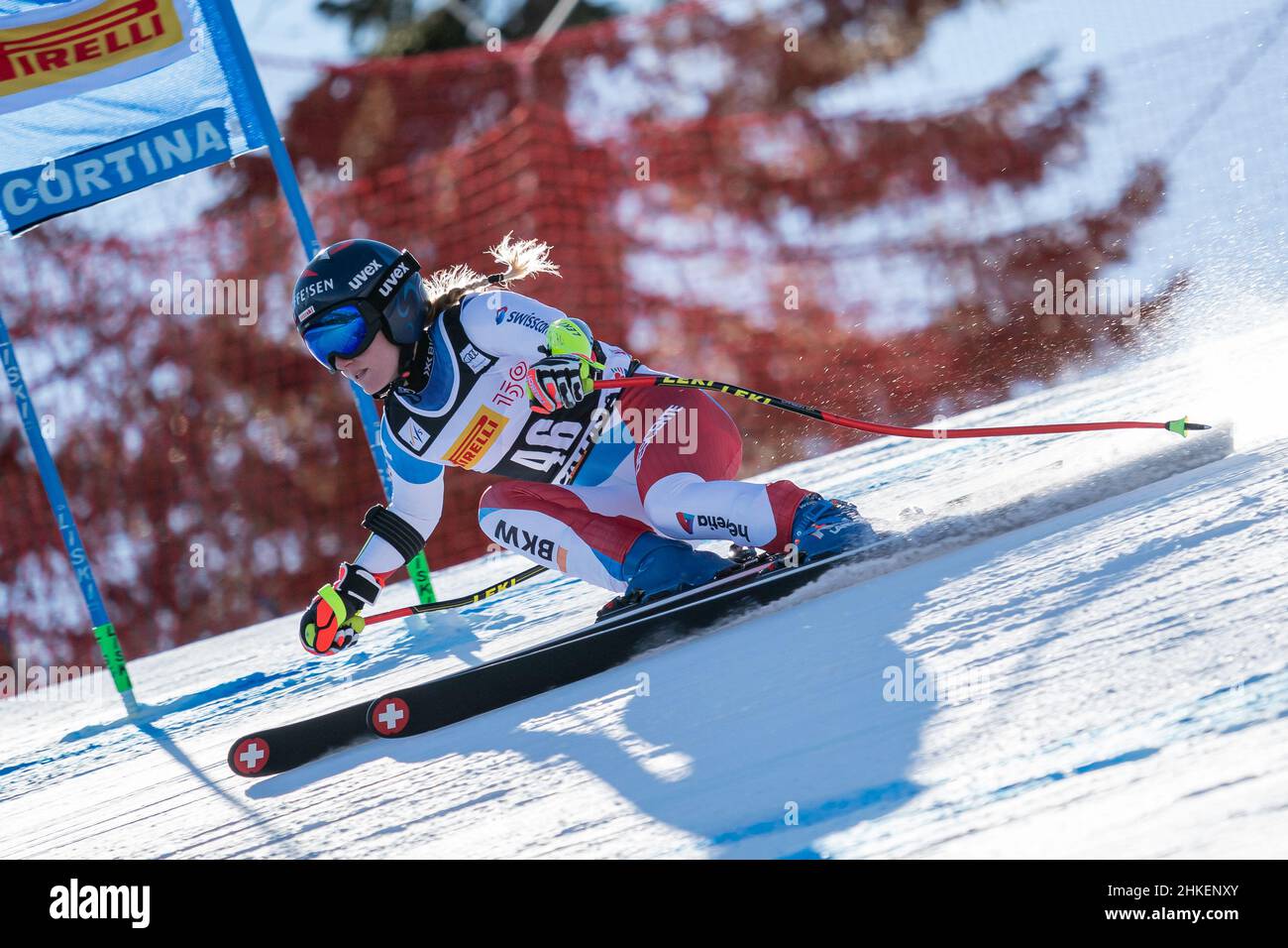 Cortina d'Ampezzo, Italy. 23 January 2022. KOLLY Noemie (SUI) competing in the Fis Alpine Ski World Cup Women's Super-G on the Olympia delle Tofane. Stock Photo