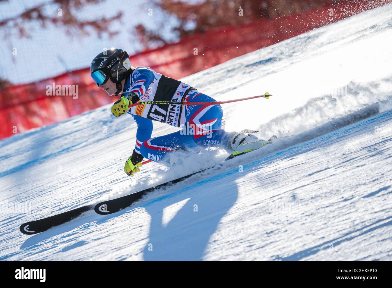 Cortina d'Ampezzo, Italy. 23 January 2022. PASLIER Esther (FRA) competing in the Fis Alpine Ski World Cup Women's Super-G on the Olympia delle Tofane. Stock Photo