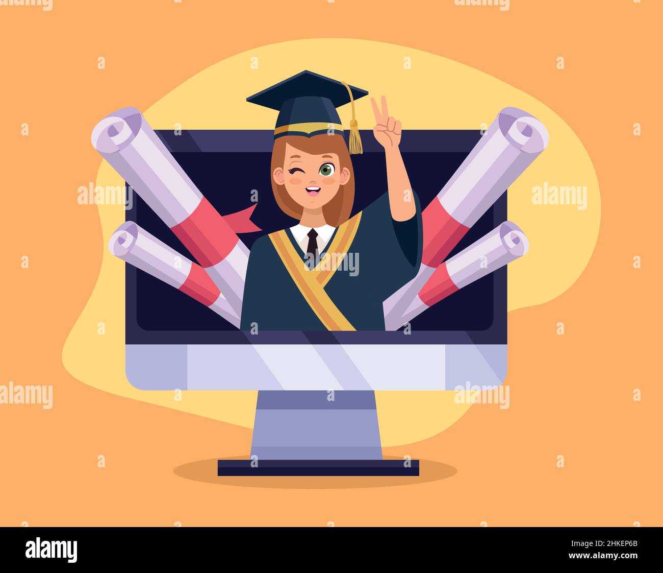 Female graduate hats Stock Vector Images - Alamy