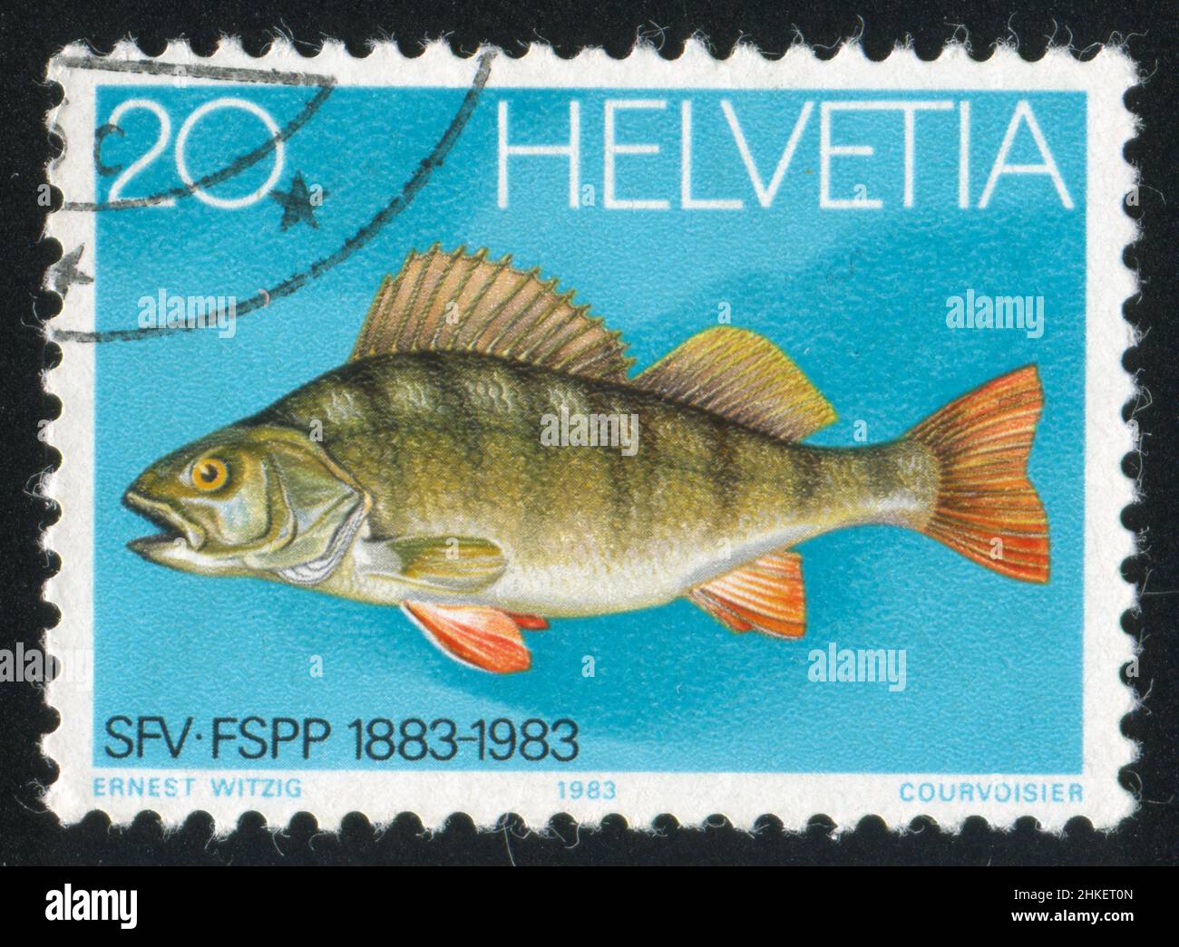 SWITZERLAND - CIRCA 1983: stamp printed by Switzerland, shows  Fish, circa 1983 Stock Photo