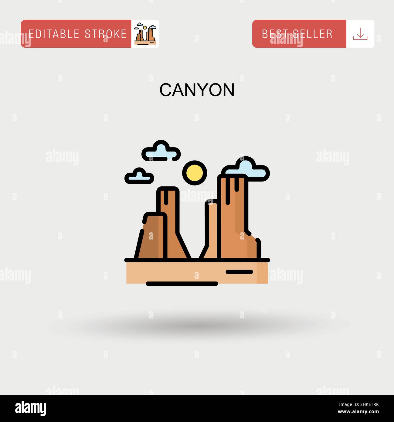 Canyon Simple vector icon. Stock Vector