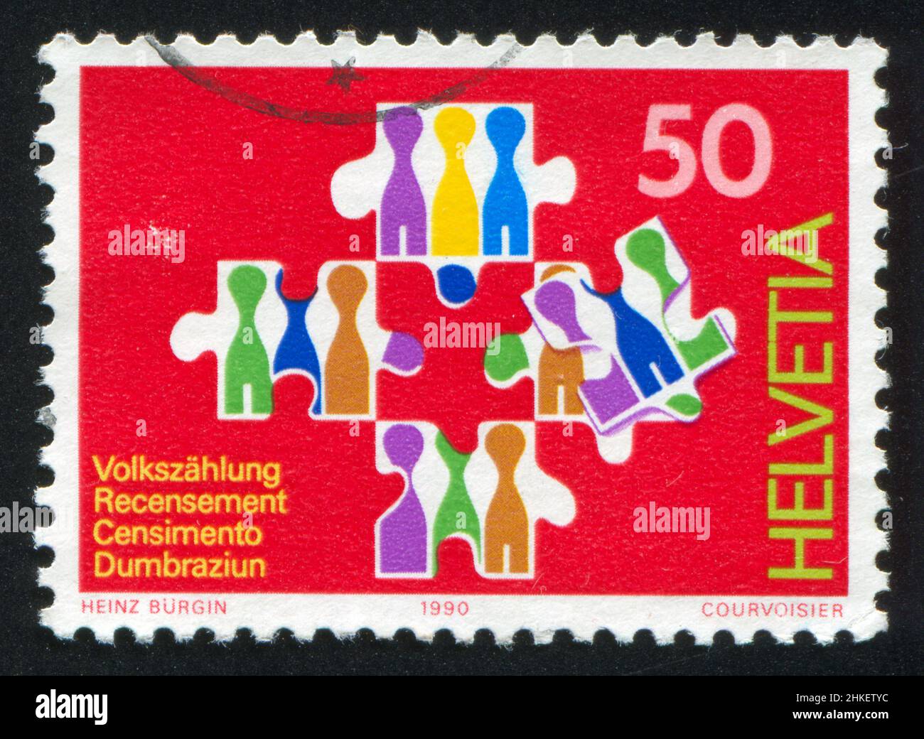SWITZERLAND - CIRCA 1990: stamp printed by Switzerland, shows National Census, circa 1990 Stock Photo