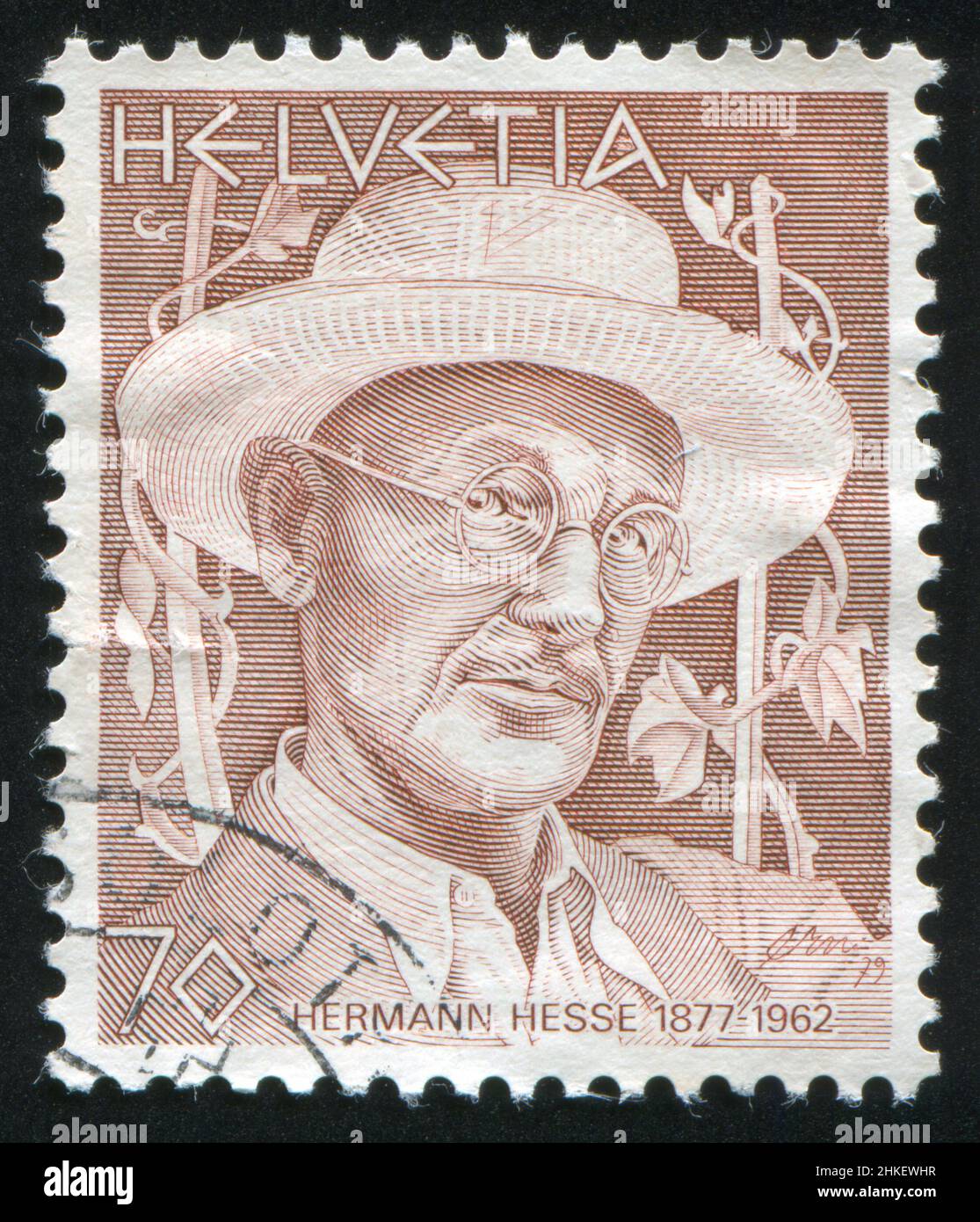 SWITZERLAND - CIRCA 1978: stamp printed by Switzerland, shows Hermann Hesse, circa 1978 Stock Photo