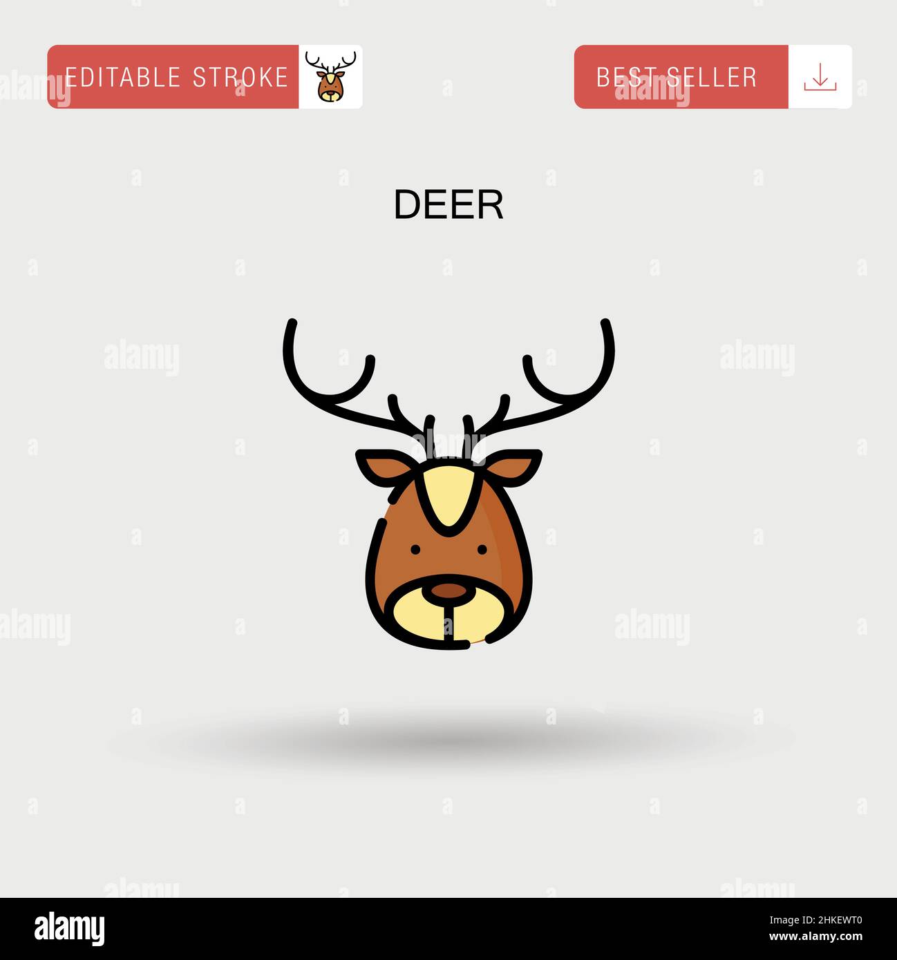 Deer Simple vector icon. Stock Vector