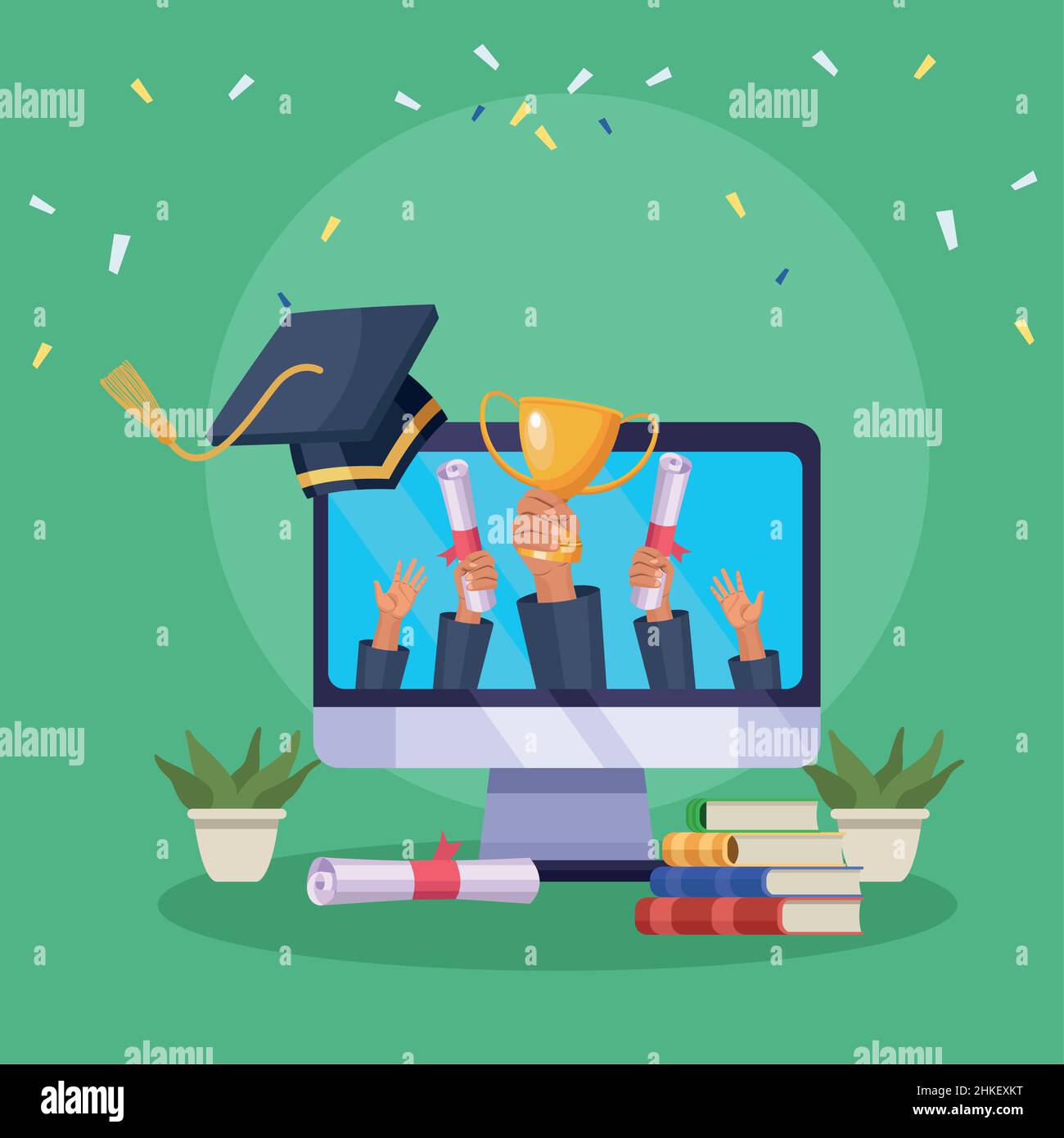 Online graduation graduates virtual party hi-res stock photography and ...