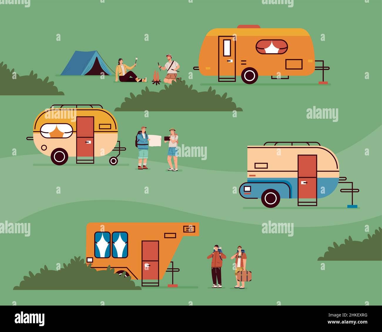 campers caravans four vehicles Stock Vector Image & Art - Alamy