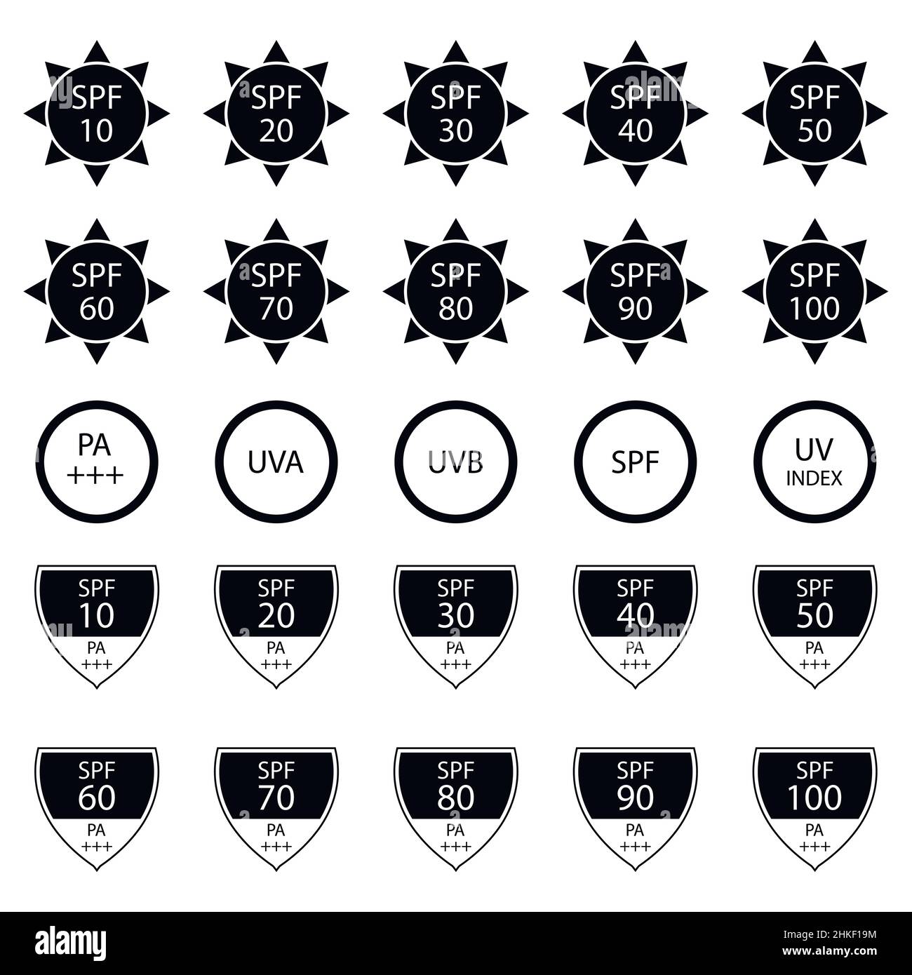 Skin protection stickers black white style collection. Icon of safety