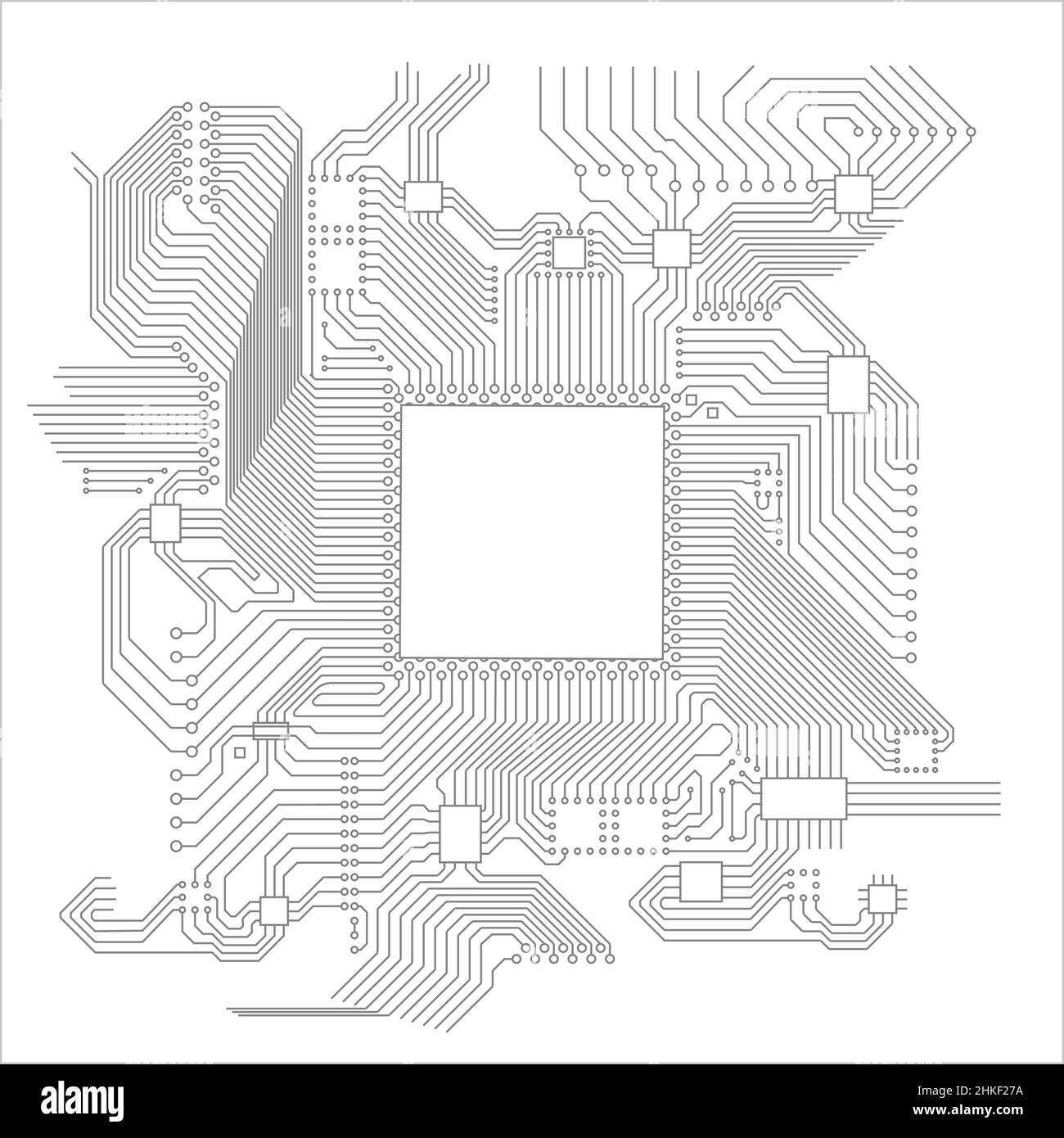 Circuit board vector illustration. Vector electronic circuit high tech illustration. Electronics and robotics programming. Stock Vector