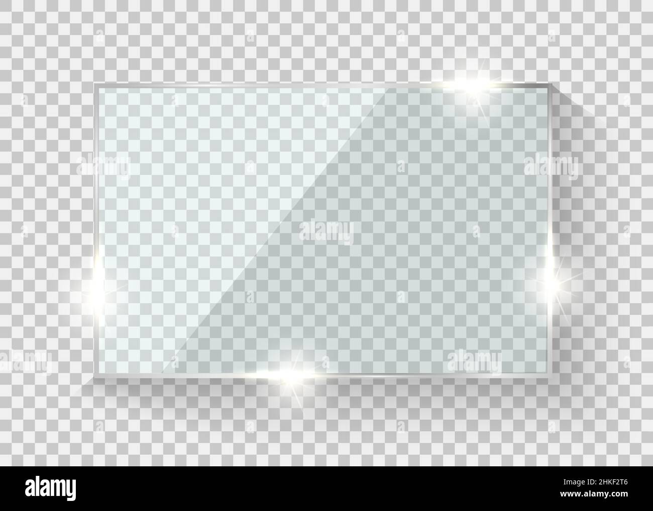 Glass frame. Shine glossy banner or window. Vector realistic framework