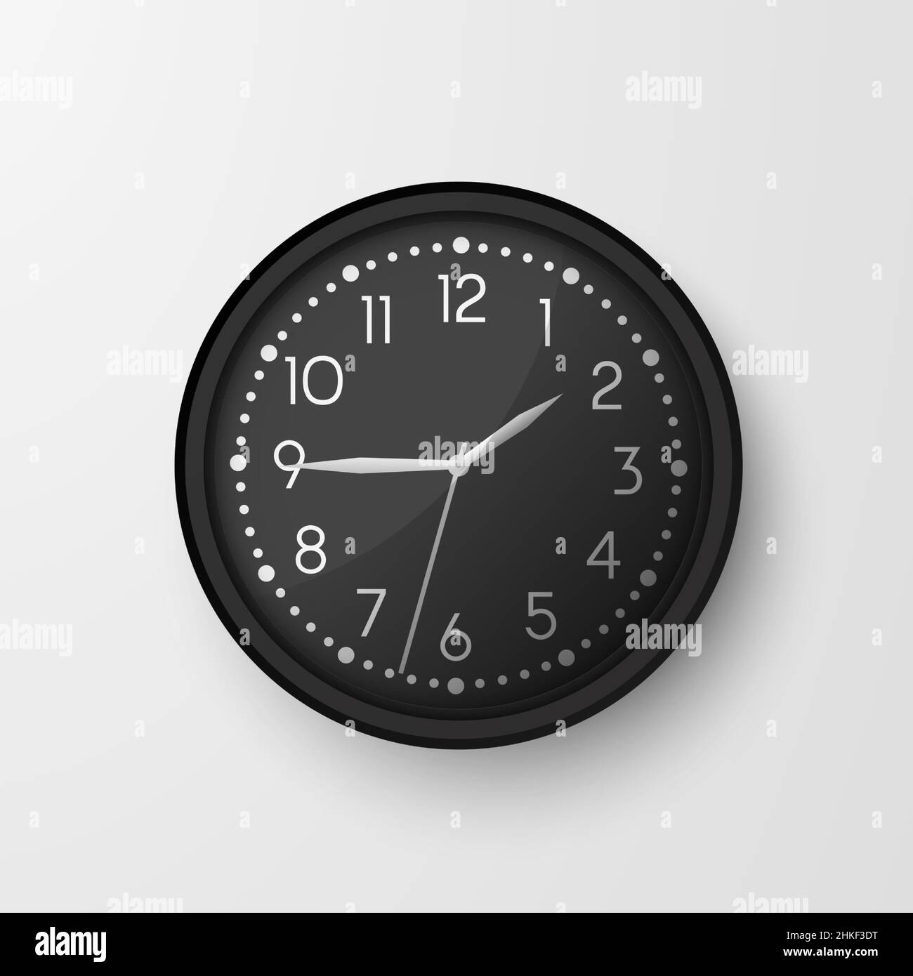 Wall clocks. Office black and white analog clock face. Vector circle watches Stock Vector Image