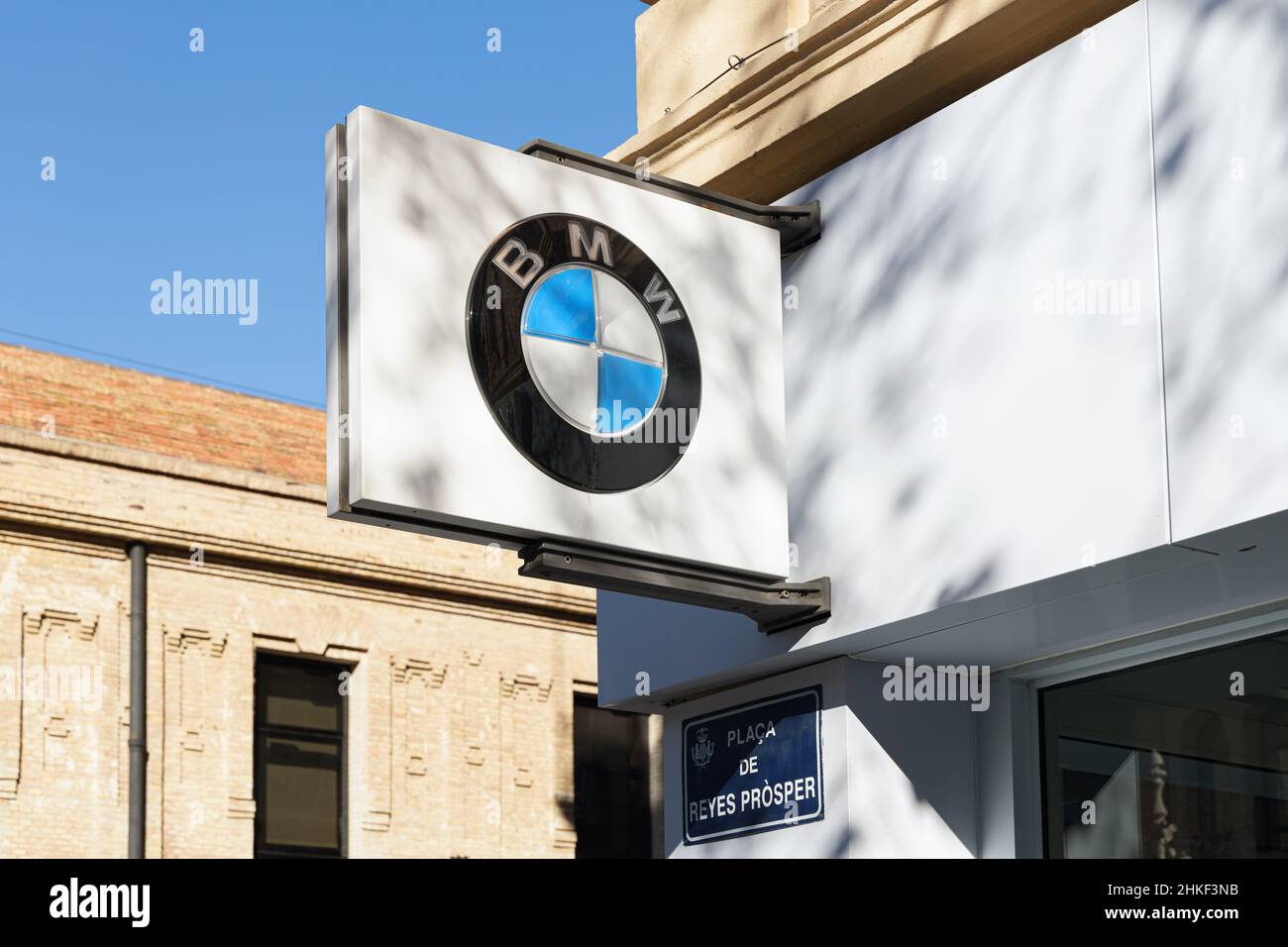 VALENCIA, SPAIN - FEBRUARY 02, 2022: BMW is a German multinational corporate manufacturer of luxury vehicles and motorcycles Stock Photo