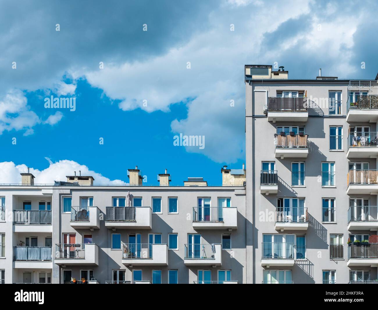 modern apartment building in a city accommodation district. contemporary tenement house and real estate Stock Photo