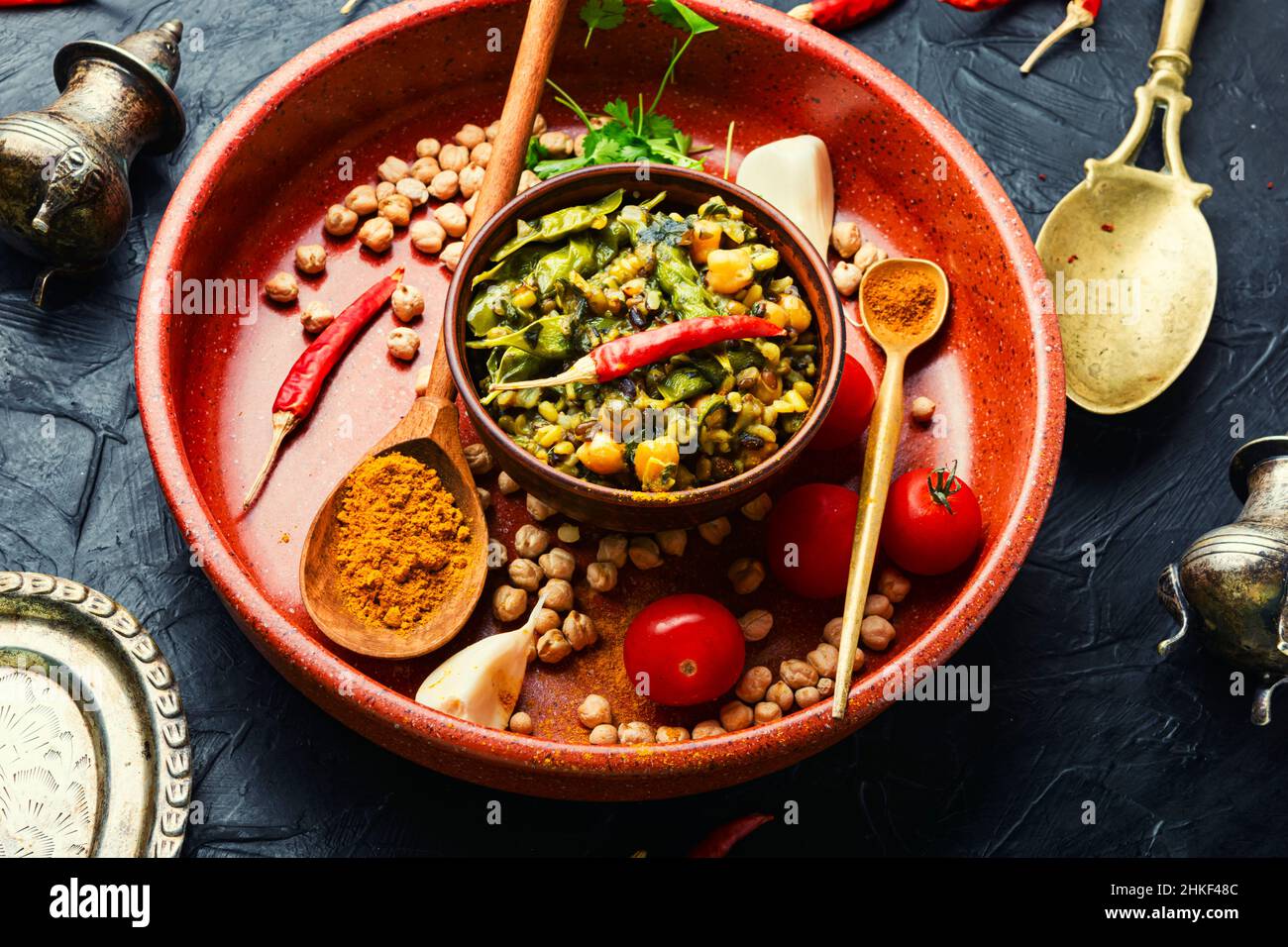 Kitchari,stewed rice with mash and spices fried in oil.Indian food ...