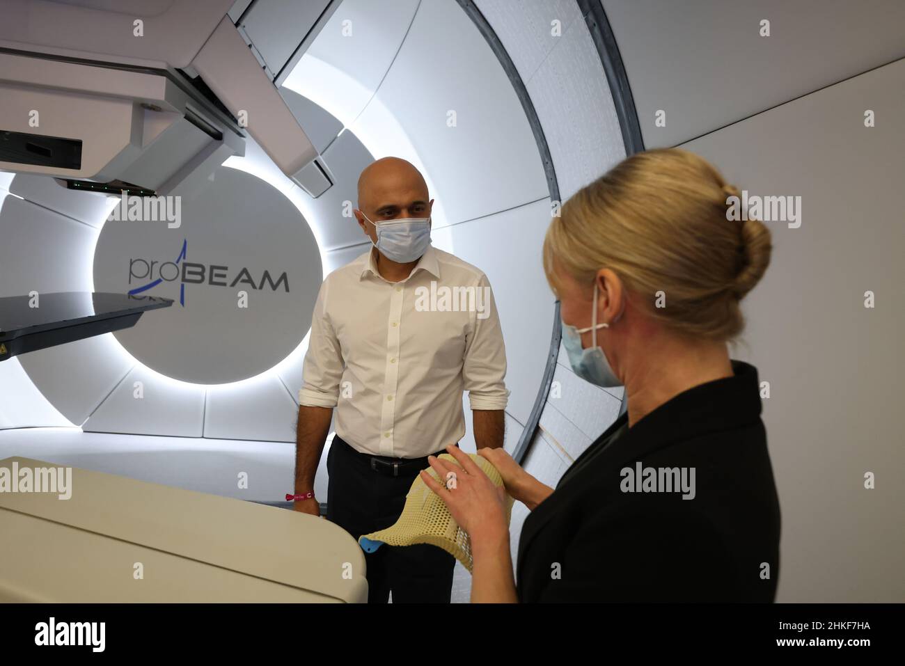 Health Secretary Sajid Javid with Therapeutic Radiographer Laura ...