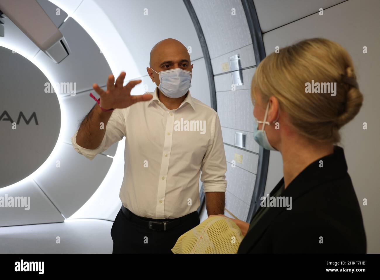 Health Secretary Sajid Javid with Therapeutic Radiographer Laura ...