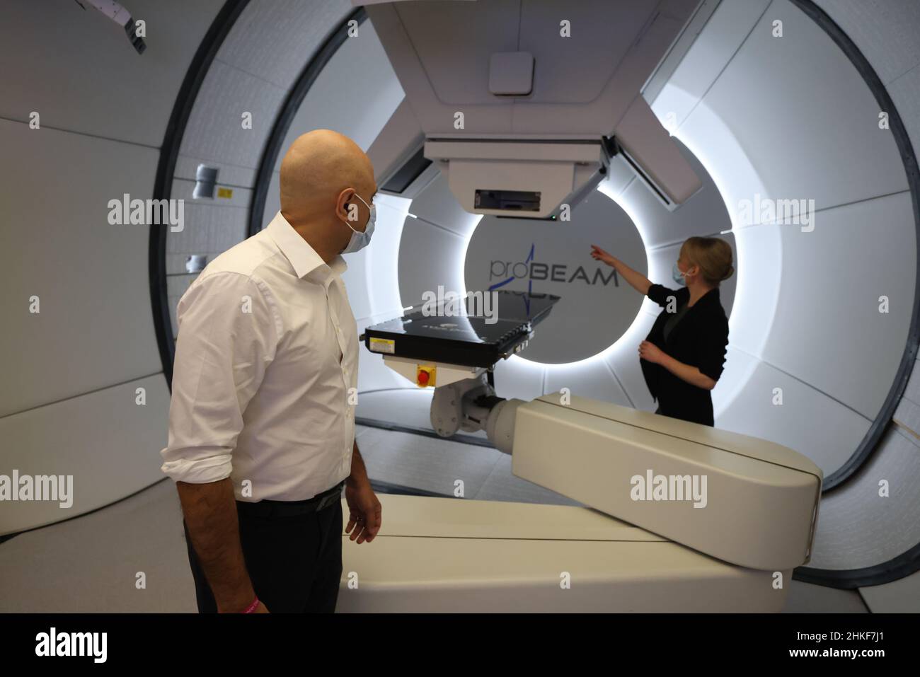 Health Secretary Sajid Javid with Therapeutic Radiographer Laura ...
