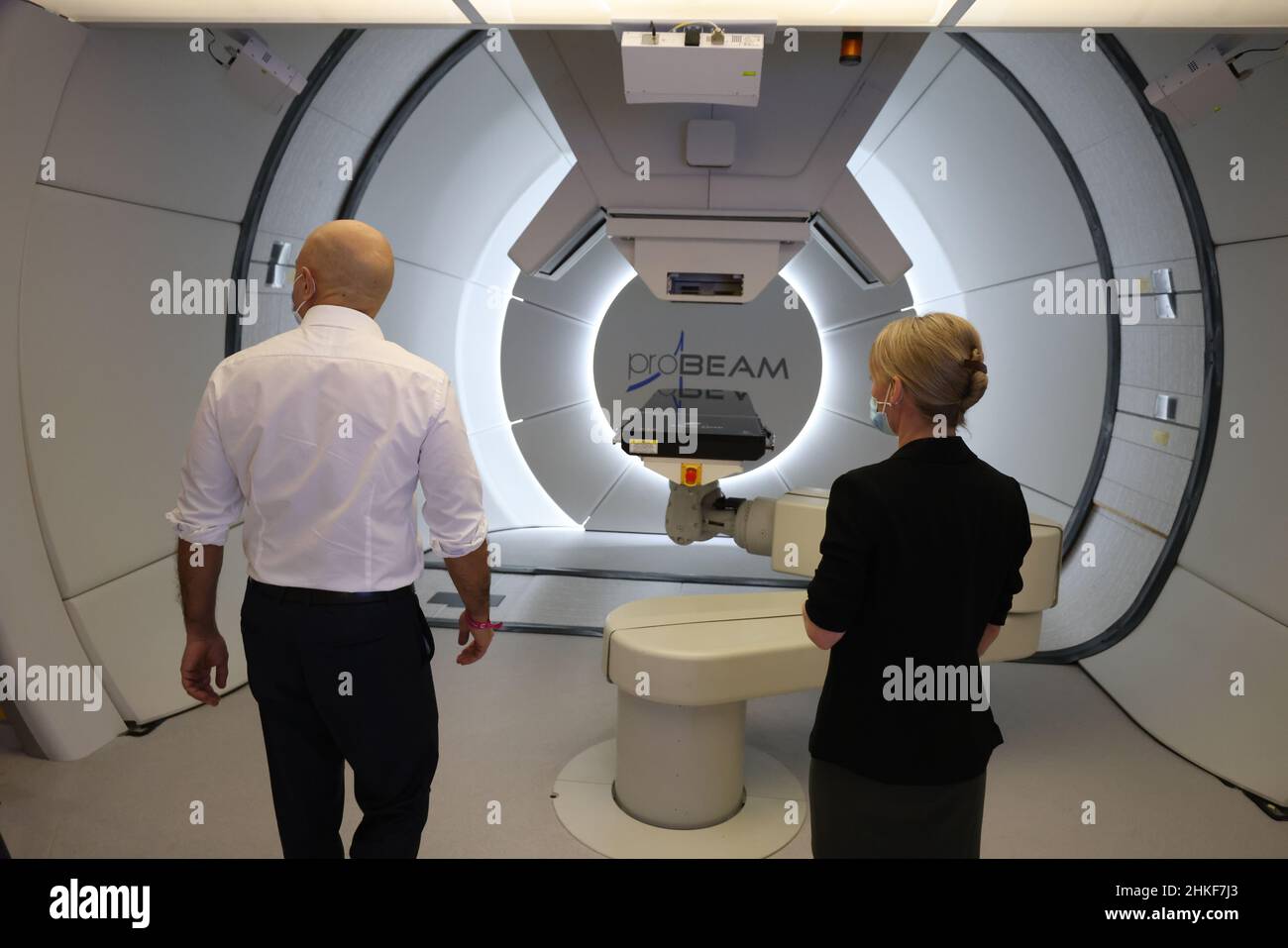Health Secretary Sajid Javid with Therapeutic Radiographer Laura ...