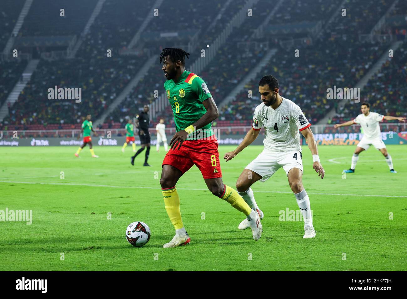 CAMEROON, Yaounde, 03 February 2022 - Amr El Solia of Egypt and Andre Zambo Anguissa of Cameroon during the Africa Cup of Nations play offs semi final match between Cameroon and Egypt at Stade d'Olembe, Yaounde, Cameroon, 03/02/2022/ Photo by SF Credit: Sebo47/Alamy Live News Stock Photo