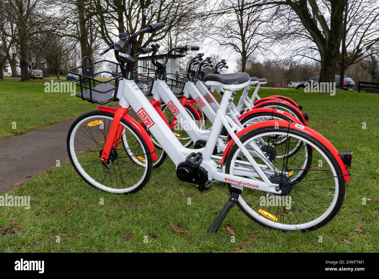 Big Issue eBikes pictured in Bristol, the first UK city to launch a scheme of this kind. The scheme brings together The Big Issue and ShareBike. Stock Photo