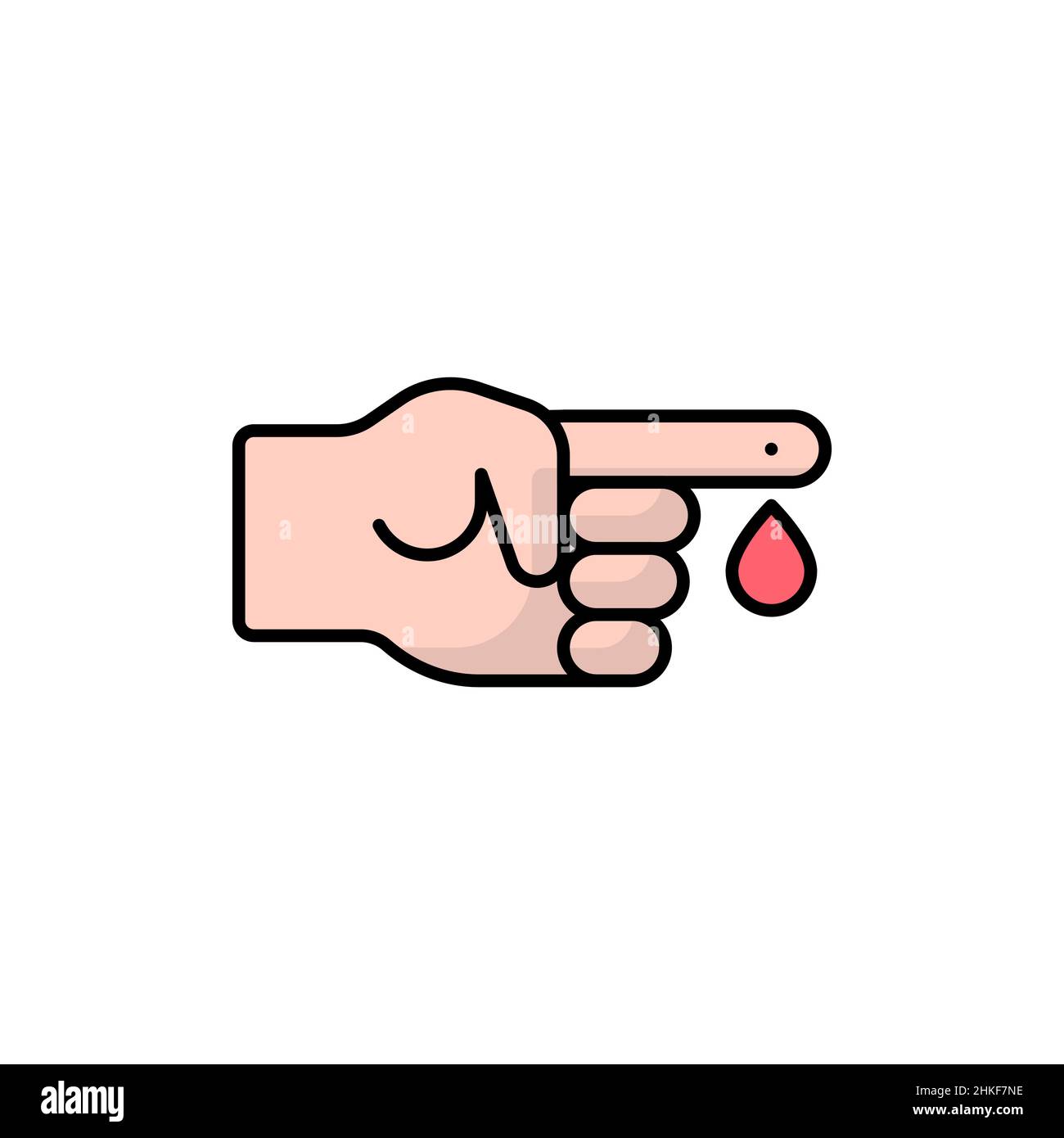 Finger blood test color icon. linear style sign for mobile concept and web design. Diabetes blood test outline vector icon. Symbol, logo illustration. Stock Vector