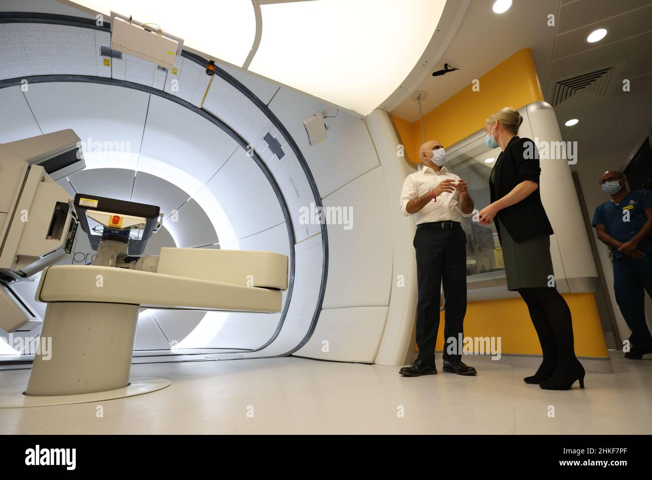 Health Secretary Sajid Javid with Therapeutic Radiographer Laura ...