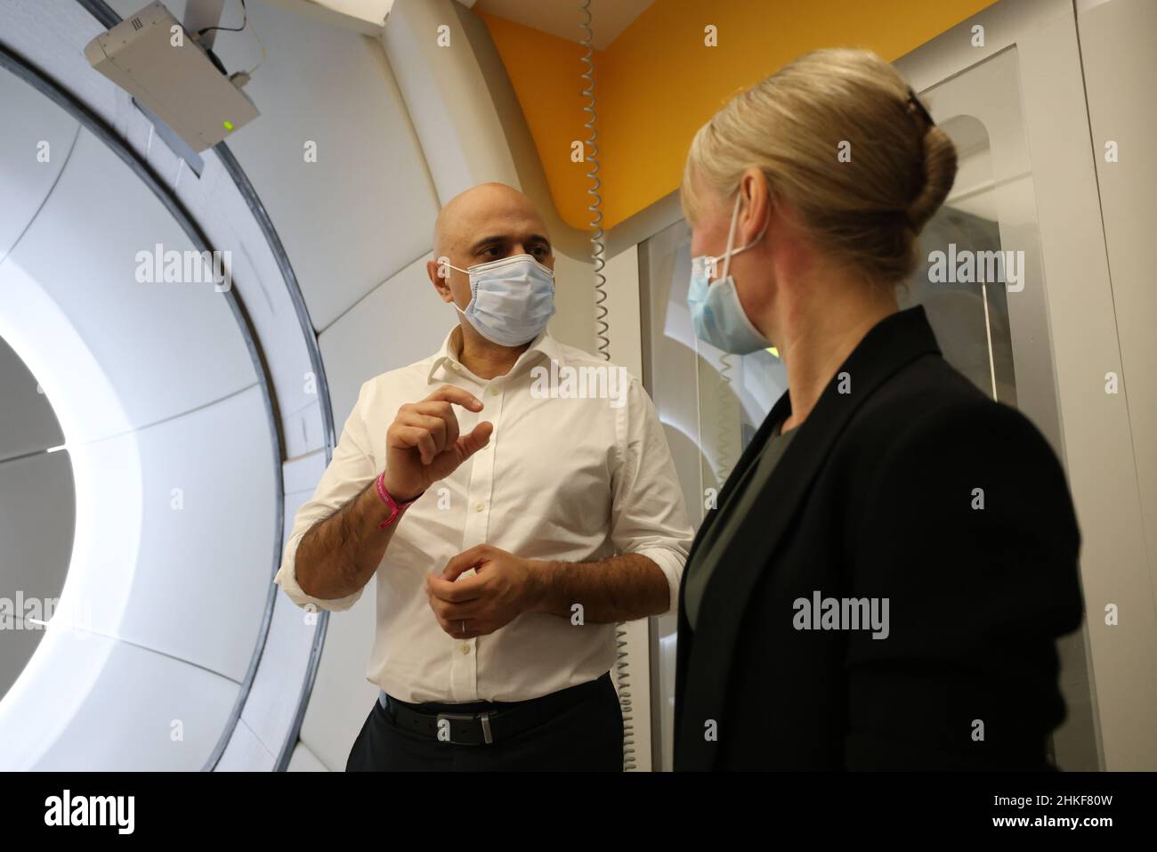Health Secretary Sajid Javid with Therapeutic Radiographer Laura ...