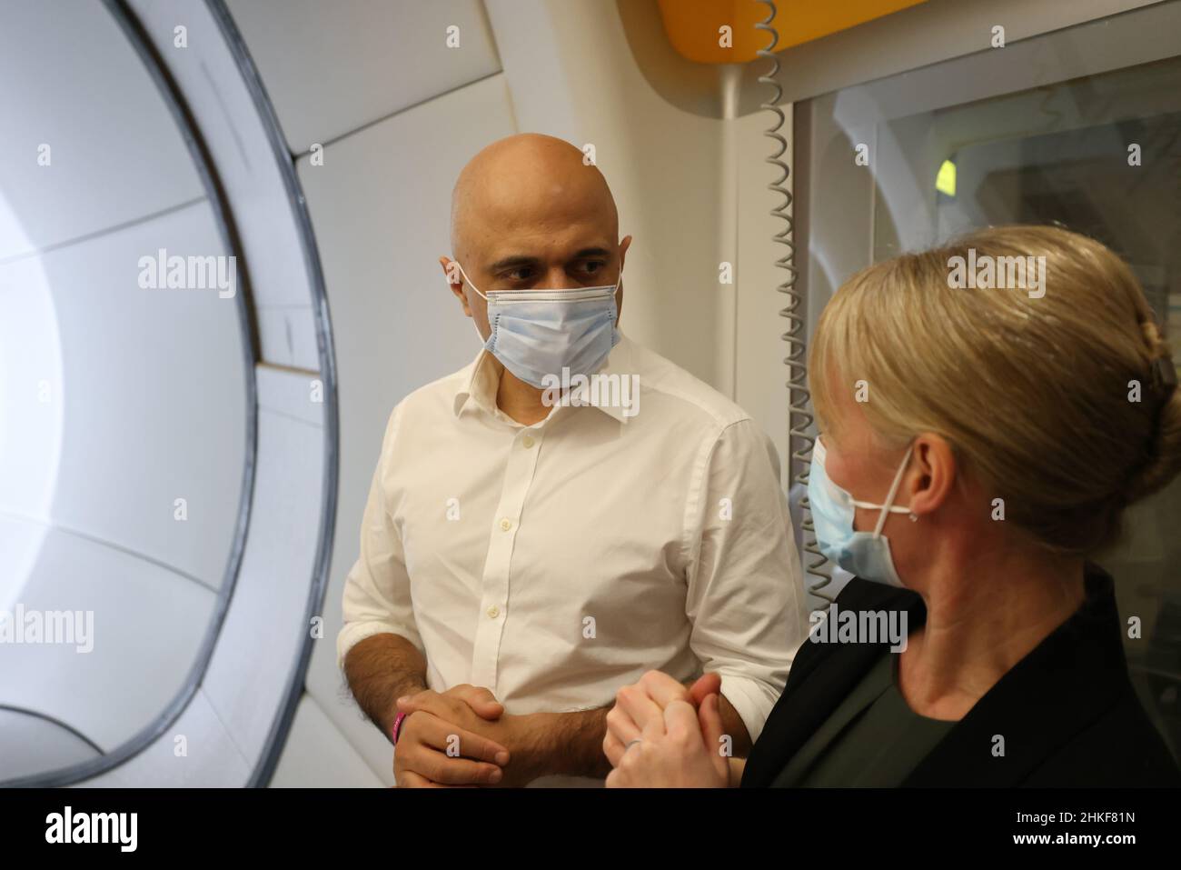 Health Secretary Sajid Javid with Therapeutic Radiographer Laura ...