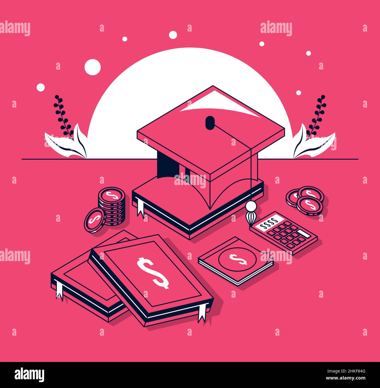 money with scholarship icons Stock Vector