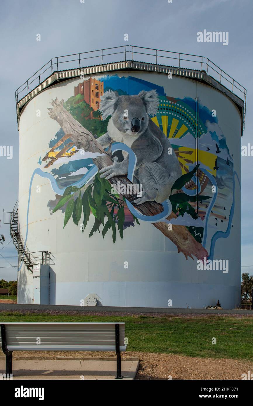Koala Water Tower Art, Narrandera, NSW, Australia Stock Photo