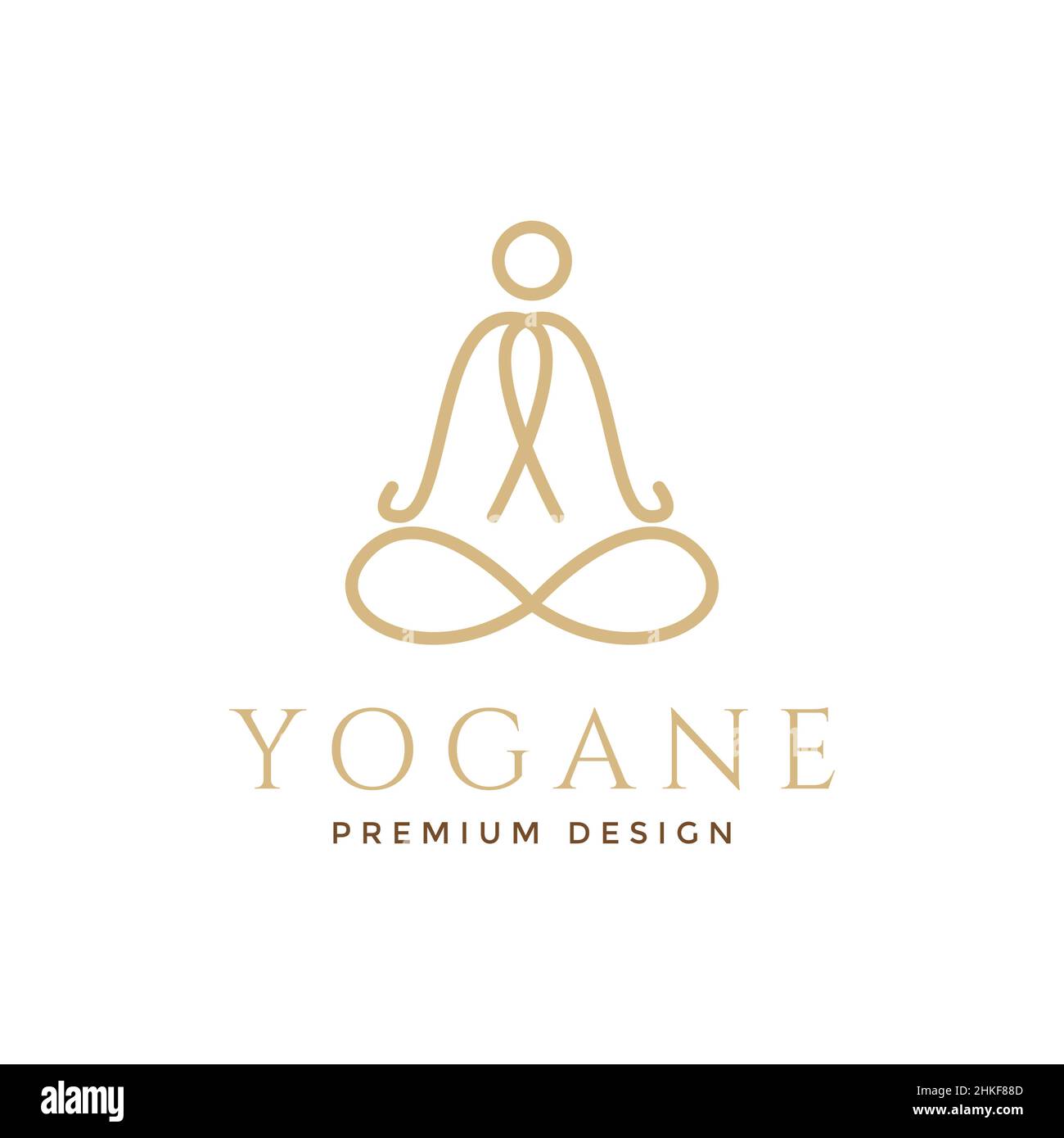 line person yoga luxury logo design, vector graphic symbol icon illustration creative idea Stock Vector