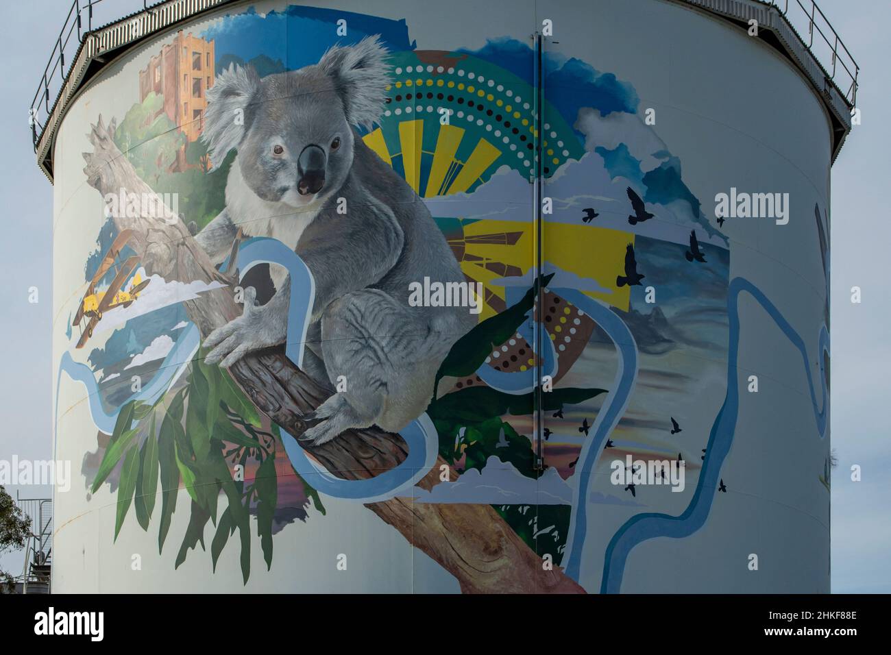 Koala Water Tower Art, Narrandera, NSW, Australia Stock Photo