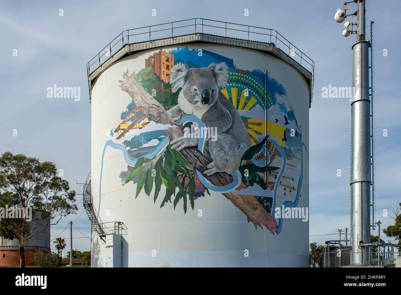 Koala Water Tower Art, Narrandera, NSW, Australia Stock Photo