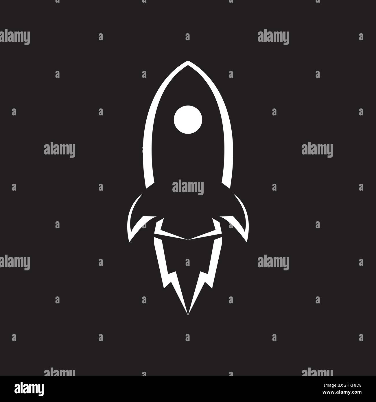white shape rocket launch logo design, vector graphic symbol icon illustration creative idea Stock Vector