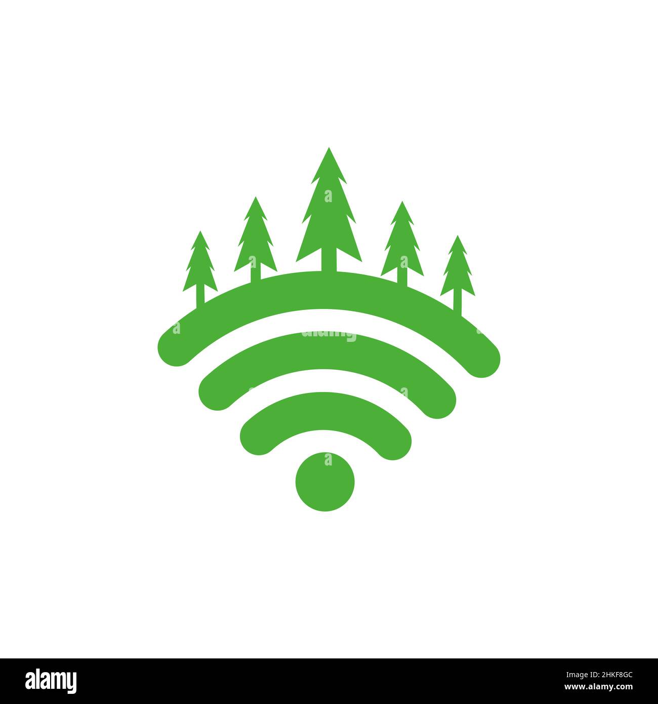 wifi internet with trees forest logo design, vector graphic symbol icon illustration creative idea Stock Vector
