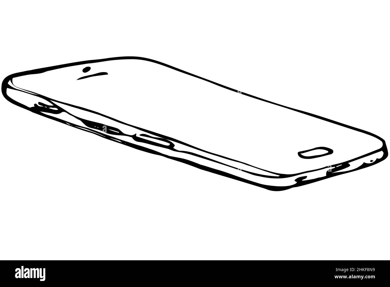Premium Vector  Hands holding smartphone and finger touches screen simple  minimalist sketch hand drawn outline