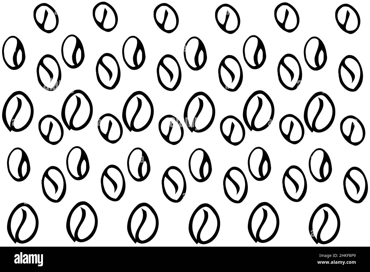 black and white vector background scattered coffee beans Stock Photo ...