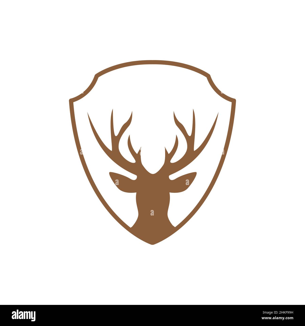 shield with deer horn logo design, vector graphic symbol icon