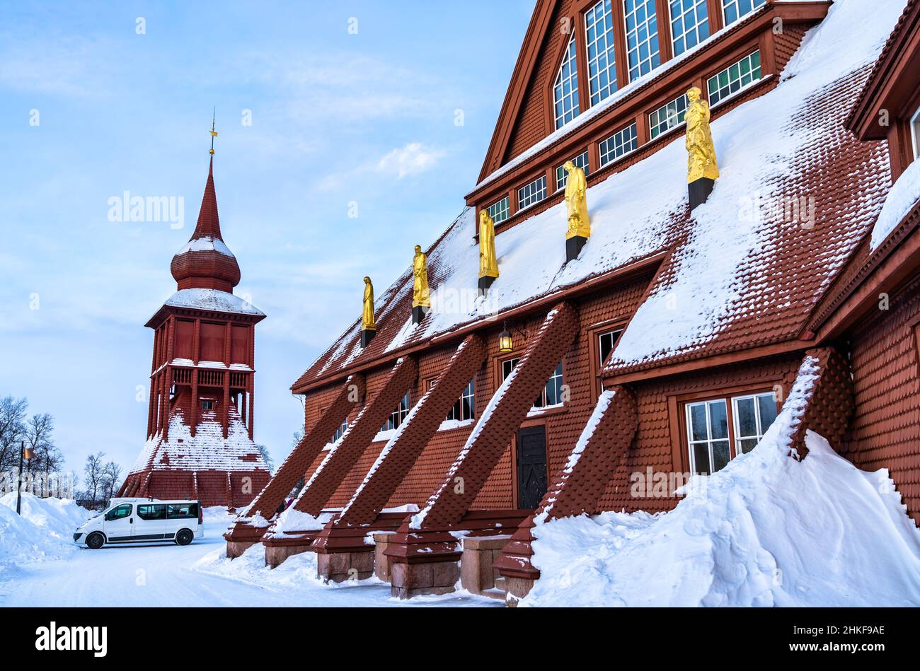 Kiruna Church in winter, Sweden Stock Photo